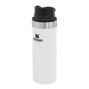 stanley trigger action travel mug 0.47l polar white – keeps hot for 7 hours – bpa-free stainless steel thermos travel mug for hot drinks – leakproof reusable coffee cups