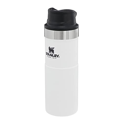 Stanley Trigger Action Travel Mug 0.47L Polar White – Keeps Hot for 7 Hours - BPA-free Stainless Steel Thermos Travel Mug for Hot Drinks - Leakproof Reusable Coffee Cups