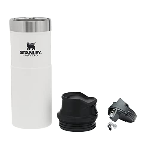 Stanley Trigger Action Travel Mug 0.47L Polar White – Keeps Hot for 7 Hours - BPA-free Stainless Steel Thermos Travel Mug for Hot Drinks - Leakproof Reusable Coffee Cups