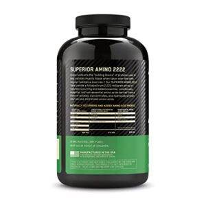 Optimum Nutrition Superior Amino 2222 Tablets, Complete Essential Amino Acids, EAAs, 160 Count (Packaging may vary)