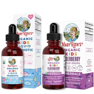 kids probiotic drops & kids elderberry drops by maryruth’s | usda organic liquid oral probiotics for digestive health for kids ages 4+ | gut health, immune support, overall health for ages 4+