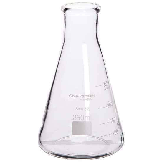 Cole-Parmer elements Erlenmeyer Flask, Glass, 250 mL, 12/pk