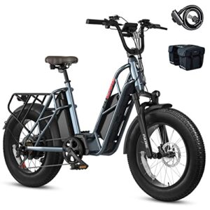 fucare electric bike,gemini/gemini x dual battery 20.8ah(30ah) 750w 48v,electric bike for adults,31mph max speed,70-80(100-120) miles,5.3″ display,shimano 7 speed,20”×4.0” all terrain electric bike