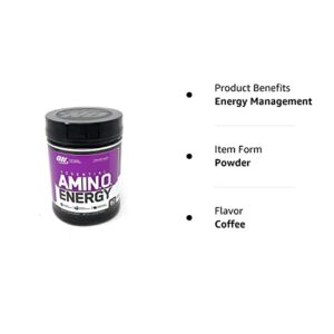 Optimum Nutrition Amino Energy - Pre Workout with Green Tea, BCAA, Amino Acids, Keto Friendly, Green Coffee Extract, Energy Powder - Concord Grape, 65 Servings (Packaging May Vary)