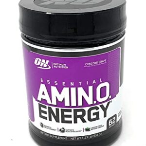 Optimum Nutrition Amino Energy - Pre Workout with Green Tea, BCAA, Amino Acids, Keto Friendly, Green Coffee Extract, Energy Powder - Concord Grape, 65 Servings (Packaging May Vary)