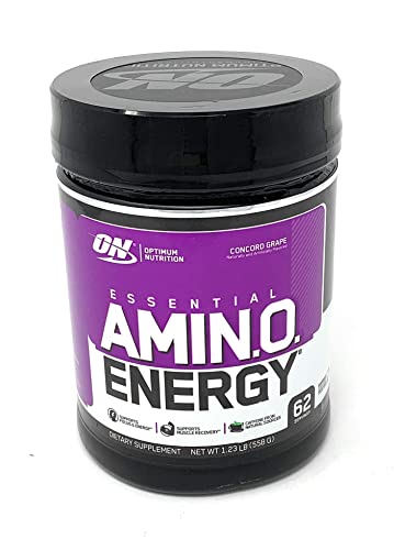 Optimum Nutrition Amino Energy - Pre Workout with Green Tea, BCAA, Amino Acids, Keto Friendly, Green Coffee Extract, Energy Powder - Concord Grape, 65 Servings (Packaging May Vary)