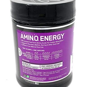 Optimum Nutrition Amino Energy - Pre Workout with Green Tea, BCAA, Amino Acids, Keto Friendly, Green Coffee Extract, Energy Powder - Concord Grape, 65 Servings (Packaging May Vary)