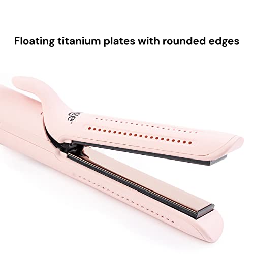 L'ANGE HAIR Le Duo 360° Airflow Styler | 2-in-1 Curling Wand & Titanium Flat Iron Hair Straightener | Professional Hair Curler with Cooling Air Vents to Lock in Style | Dual Voltage & Adjustable Temp