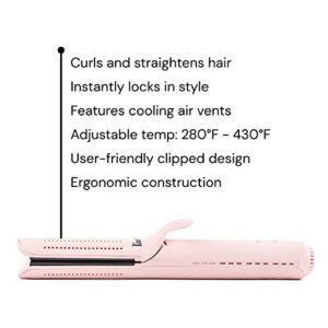 L'ANGE HAIR Le Duo 360° Airflow Styler | 2-in-1 Curling Wand & Titanium Flat Iron Hair Straightener | Professional Hair Curler with Cooling Air Vents to Lock in Style | Dual Voltage & Adjustable Temp