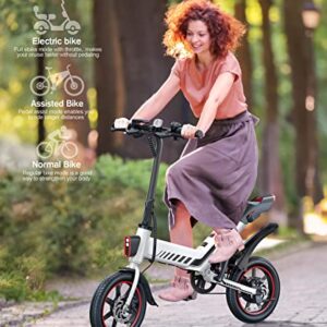 Sailnovo Electric Bike, Electric Bicycle with 18.5mph Electric Bikes for Adults Teens E Bike with Pedals, 14" Waterproof Folding Mini Bikes with Dual Disc Brakes