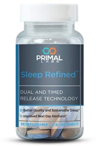 primal labs sleep refined time-release tablets. supports deep, restful sleep. extra strength sleep aid helps you fall asleep & helps keep you asleep. contains melatonin, l-theanine & venetron