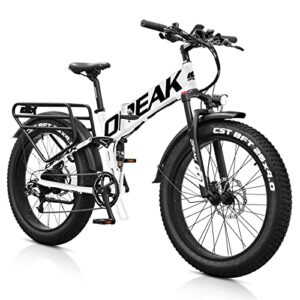 OPEAK Electric Bike for Adults Electric Mountain Bicycke with 750W High Speed Motor, 48V 12Ah Removeable Battery, E-Bike with 8 Speed Gear, 26'' x 4'' Fat Tire Suspension Fork (UNIK - White)