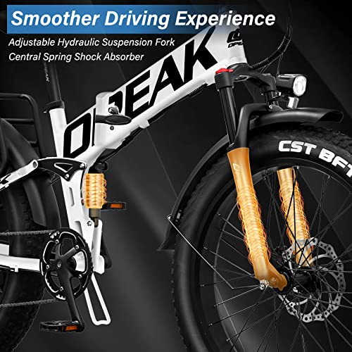 OPEAK Electric Bike for Adults Electric Mountain Bicycke with 750W High Speed Motor, 48V 12Ah Removeable Battery, E-Bike with 8 Speed Gear, 26'' x 4'' Fat Tire Suspension Fork (UNIK - White)