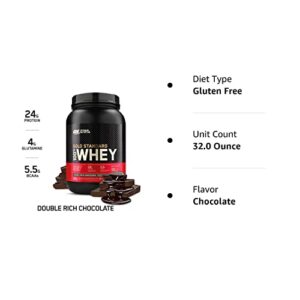 Optimum Nutrition Gold Standard 100% Whey Protein Powder, Double Rich Chocolate 2 Pound (Packaging May Vary)