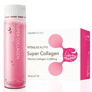 vitalbeautie liquid super collagen peptides (10 count, pack of 1) – type i for strong hair, nail, and skin support, 100x smaller molecular, advanced hydrolyzed 3,300mg marine collagen by amorepacific