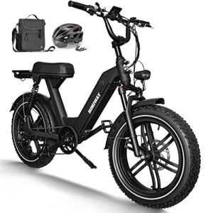 himiway escape pro 750w e-moped electric bike for adults, 48v 17.5 ah battery, full suspension step-thru e-bike, 20×4 fat tires, 50 miles max range & 330lbs payload, shimano 7-speed, 25mph top speed