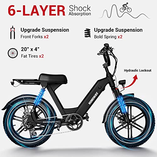 Himiway Escape Pro 750W E-Moped Electric Bike for Adults, 48V 17.5 Ah Battery, Full Suspension Step-Thru E-Bike, 20x4 Fat Tires, 50 Miles Max Range & 330lbs Payload, Shimano 7-Speed, 25mph Top Speed