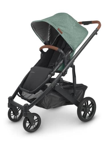 Cruz V2 Stroller - Gwen (Green Melange/Carbon/Saddle Leather) + MESA V2 Infant Car Seat - Jake (Charcoal)