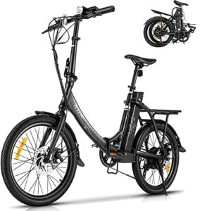 kgk 20” folding electric bike for adults teens adjustable height 350w electric commuter bicycle for women men adult electric mountain bike throttle & pedal assist electric road touring hybrid ebike