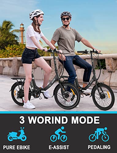 KGK 20'' Folding Electric Bike for Adults Teens Adjustable Height 350W Electric Commuter Bicycle for Women Men Adult Electric Mountain Bike Throttle & Pedal Assist Electric Road Touring Hybrid Ebike