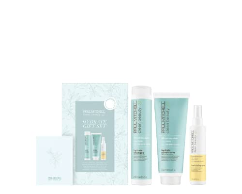 Paul Mitchell Clean Beauty Hydrate Holiday Gift Set, Shampoo, Conditioner + Heat Protectant, For Dry Hair