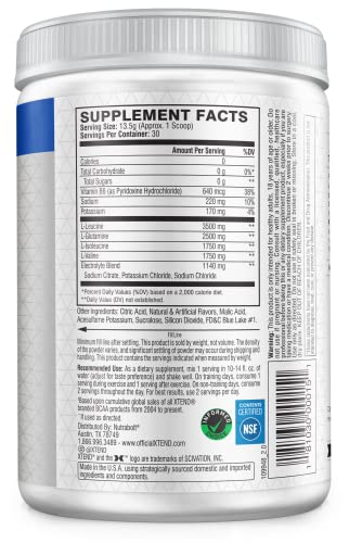 XTEND Original BCAA Powder Blue Raspberry Ice - Sugar Free Post Workout Muscle Recovery Drink with Amino Acids - 7g BCAAs for Men & Women - 30 Servings