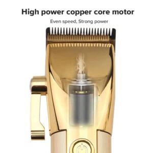 BR Barbers Hair Clippers Gold for Men Full Metal Cordless Close Cutting T-Blade Trimmer with LED Display Professional Barbershop Barber Clipper Set Shaver Trimmer Razor Kit