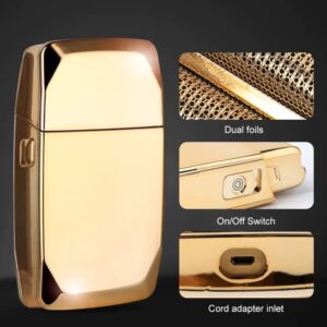 BR Barbers Hair Clippers Gold for Men Full Metal Cordless Close Cutting T-Blade Trimmer with LED Display Professional Barbershop Barber Clipper Set Shaver Trimmer Razor Kit