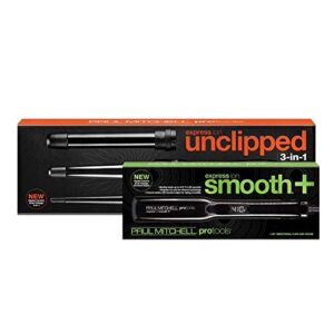 paul mitchell pro tools express ion smooth+ flat iron with express ion unclipped 3-in-1 curling iron set