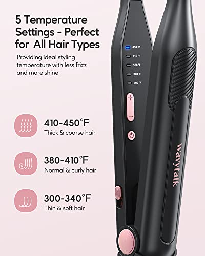 Wavytalk 3/10" Small Flat Iron, Pencil Flat Iron for Short Hair, Pixie Cut and Bangs, Mini Hair Straightener for Edges with Anti-Pinch Design, Tiny Hair Straightener with Titanium Floating Plates