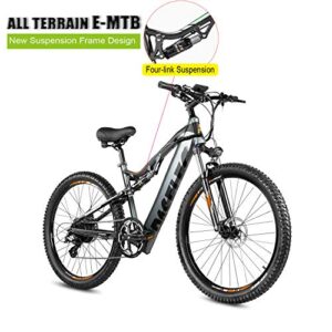 PASELEC Electric Bikes for Adult 27.5'' Mountain Bike Hydraulic Brakes E-Bike Moped Full Suspension Cycle with 48V 13ah Lithium Battery, Peak 750W Powerful Motor Professional 9 Speed E-MTB Bicycle