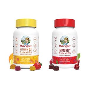 vegan vitamin d3 & elderberry gummies bundle by maryruth’s | vitamin d3 gummies (plant based) for kids & adults, 1000 ius, 60ct | immunity gummies elderberry 5-in-1 for kids & adults, cherry 90ct