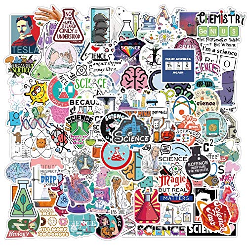 100PCS Science Laboratory Stickers Physics Chemistry Biology Experiment Science Stickers for Laptop Water Bottle Decal for Kids Teens Adult Waterproof Aesthetic Stickers (Science Lab Stickers)