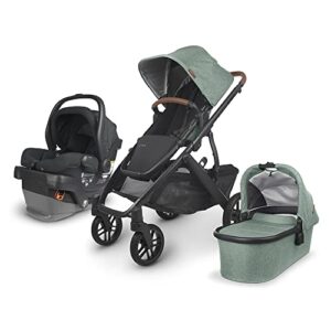 vista v2 stroller – gwen (green melange/carbon/saddle leather) + mesa v2 infant car seat – jake (charcoal)