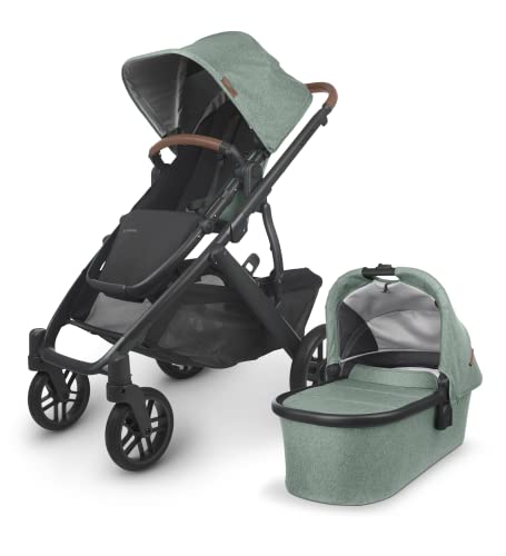 Vista V2 Stroller - Gwen (Green Melange/Carbon/Saddle Leather) + MESA V2 Infant Car Seat - Jake (Charcoal)