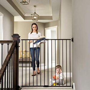 Regalo 2-in-1 Extra Tall Easy Swing Stairway and Hallway Walk Through Baby Gate, Black 1 Count (Pack of 1)