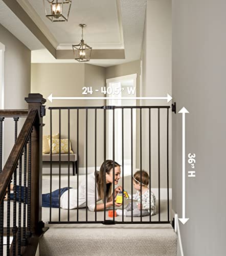 Regalo 2-in-1 Extra Tall Easy Swing Stairway and Hallway Walk Through Baby Gate, Black 1 Count (Pack of 1)