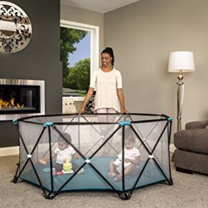 Regalo My Play Deluxe Extra Large Portable Play Yard Indoor and Outdoor, Bonus Kit, Washable, Teal, 8-Panel