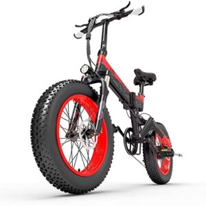 wakbalxc 1000w folding electric mountain bike – 20” fat tire electric bike for adults off-road, city e-bike all-terrain commuter electric bicycle with 48v 20ah removable battery