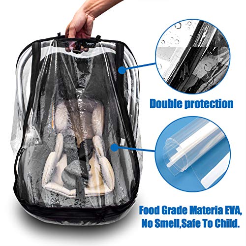 Car Seat Rain Cover,Food Grade EVA,Universal Car Seat Rain,Waterproof, Windproof Protection,Protect from Dust Snow,Rain Cover Features Quick-Access Zipper Door and Side Ventilation