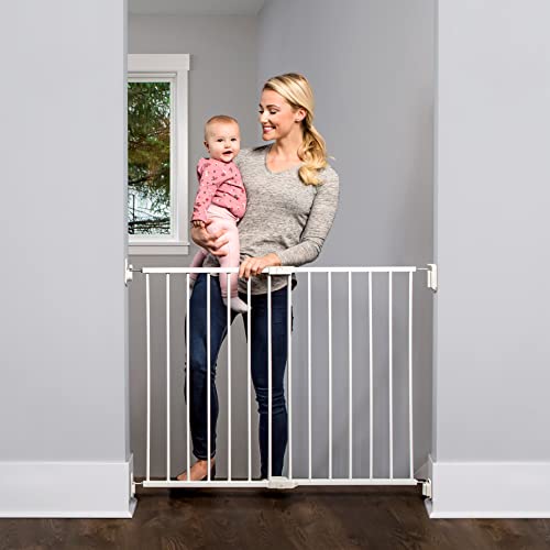 Regalo 2-in-1 Extra Wide Stairway and Hallway Walk ThroughBaby Safety Gate, Hardware Mounting, White 24"x40.5"x28.5"(Pack of 1)