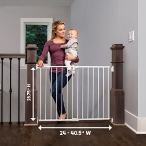 Regalo 2-in-1 Extra Wide Stairway and Hallway Walk ThroughBaby Safety Gate, Hardware Mounting, White 24"x40.5"x28.5"(Pack of 1)