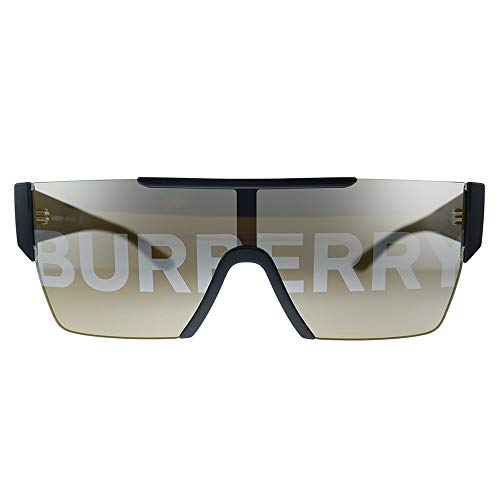 Burberry BE 4291 3001/G Black Plastic Rectangle Sunglasses Gold Mirror Lens