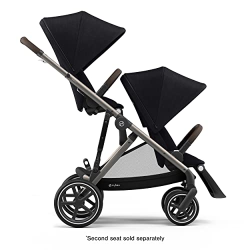 CYBEX Gazelle S Stroller, Modular Double Stroller for Infant and Toddler, Includes Detachable Shopping Basket, Over 20+ Configurations, Folds Flat for Easy Storage, Deep Black