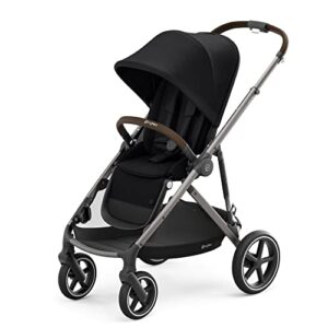 CYBEX Gazelle S Stroller, Modular Double Stroller for Infant and Toddler, Includes Detachable Shopping Basket, Over 20+ Configurations, Folds Flat for Easy Storage, Deep Black