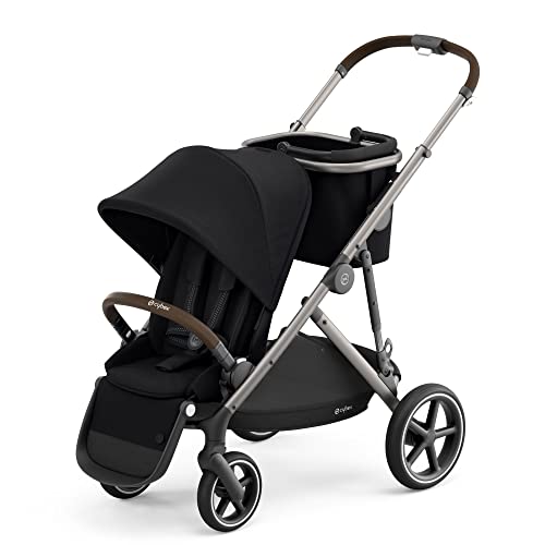 CYBEX Gazelle S Stroller, Modular Double Stroller for Infant and Toddler, Includes Detachable Shopping Basket, Over 20+ Configurations, Folds Flat for Easy Storage, Deep Black