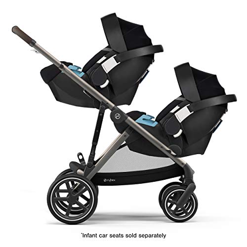 CYBEX Gazelle S Stroller, Modular Double Stroller for Infant and Toddler, Includes Detachable Shopping Basket, Over 20+ Configurations, Folds Flat for Easy Storage, Deep Black