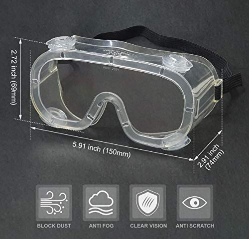 XII WY Anti-fog Protective lab Safety Goggles Anti Scratch Eye Safety Over Glasses Construction Work Goggles