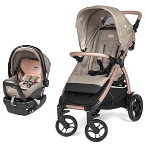 peg perego booklet 50 travel system – includes booklet 50 baby stroller and the primo viaggio 4-35 infant car seat – made in italy – mon amour (beige & pink)