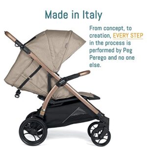 Peg Perego Booklet 50 Travel System - Includes Booklet 50 Baby Stroller and The Primo Viaggio 4-35 Infant Car Seat - Made in Italy - Mon Amour (Beige & Pink)